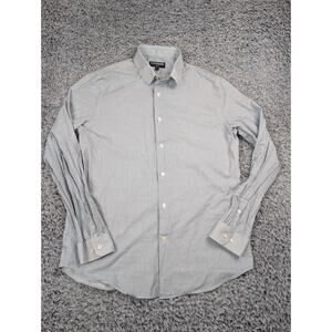 Express Shirt Men Medium Blue Modern Geometric Print Preppy Casual Long Sleeve